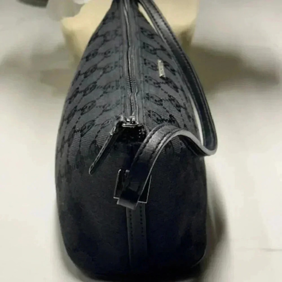 🔥Gucci GG Canvas Boat Mini Tote Pouchette Bag Black EUC Vintage + COA + Dust Bag - Picture 5 of 15